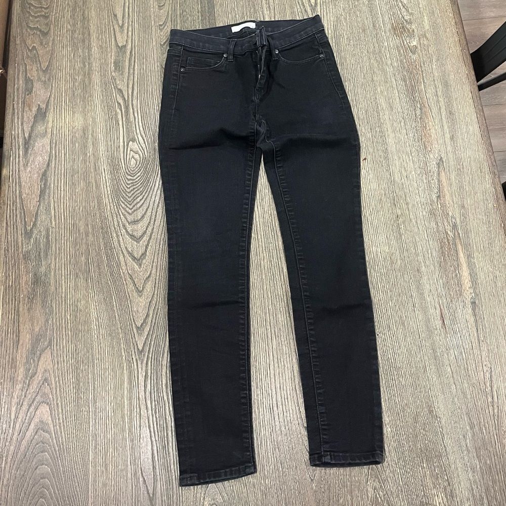LOFT Womens Straight Jeans Mid Rise Denim Cotton Blend Stretch Black Size 25